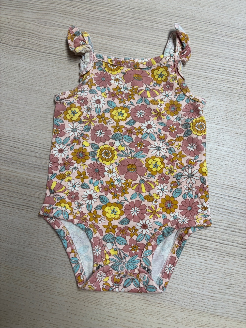 Carter's Floral Pink Yellow Blue Baby One-Piece Bodysuit